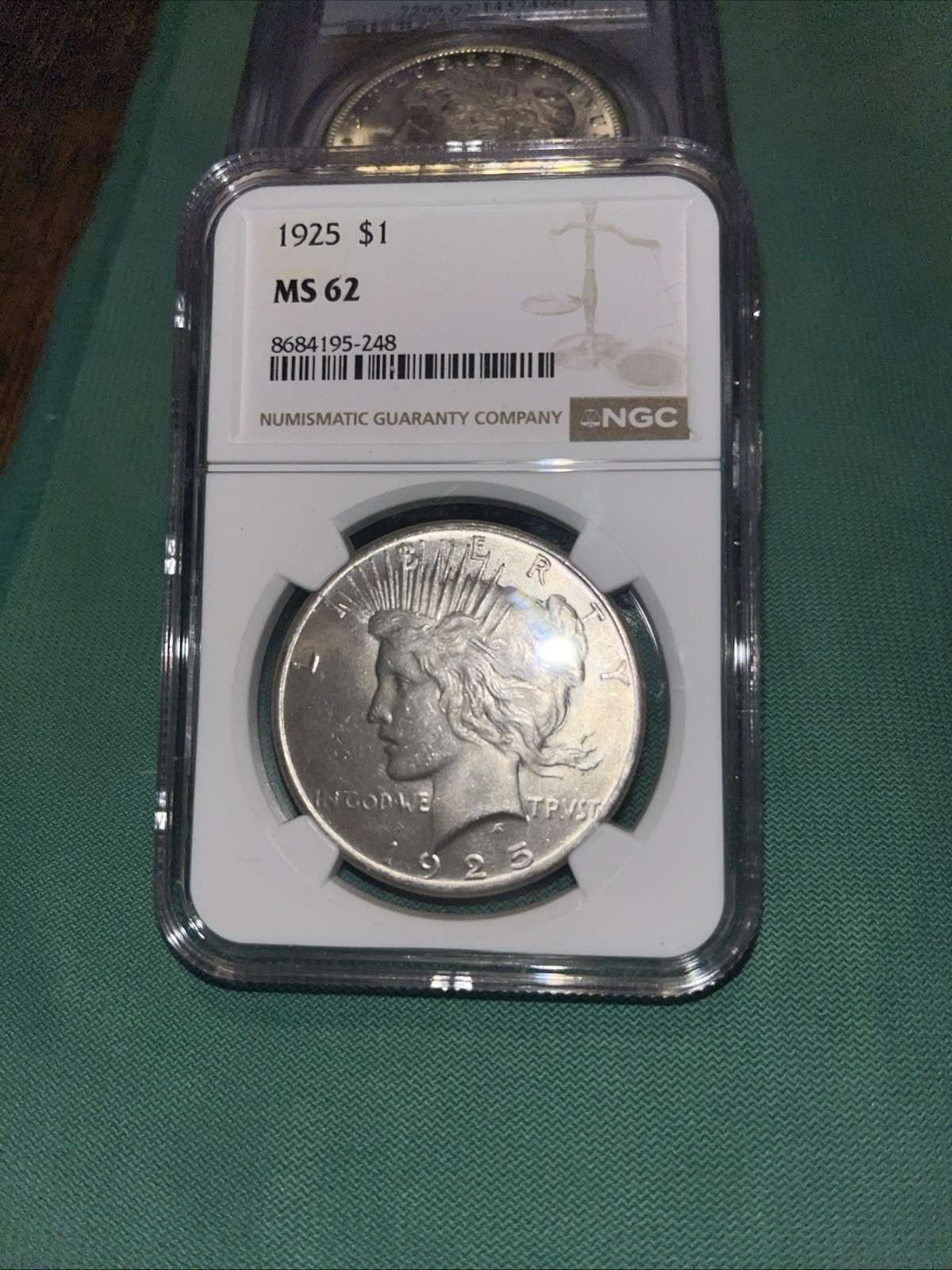 1925 Peace Dollar Silver Coin NGC MS62 Blast White