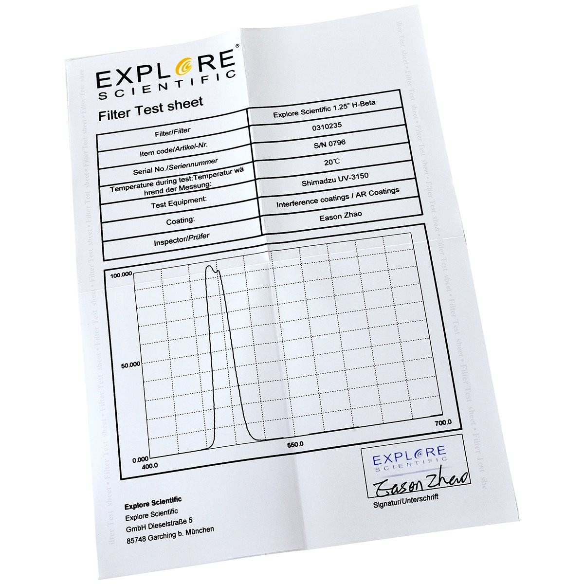 Explore Scientific H-Beta Narrowband Filter - 1.25" # 310235