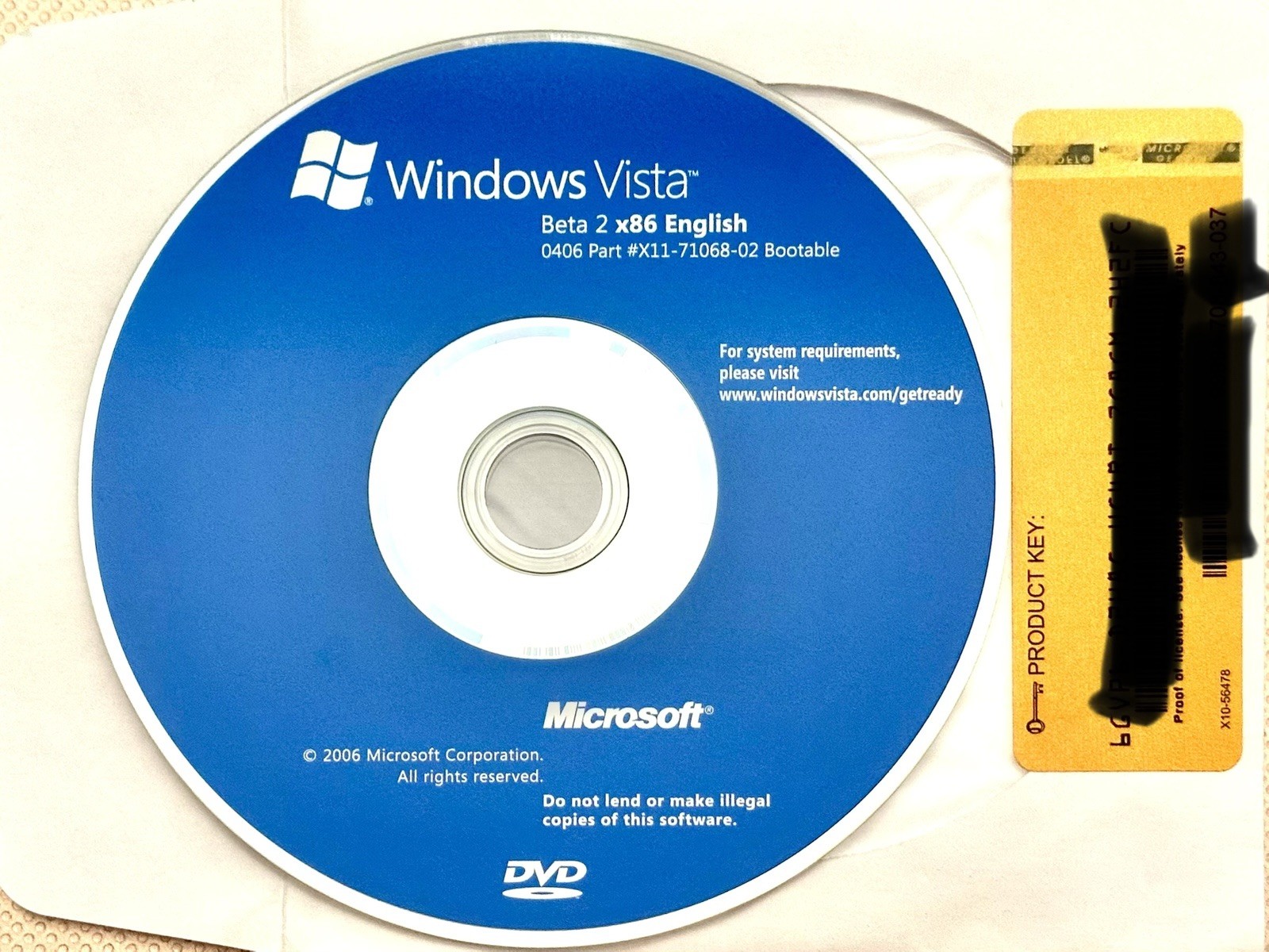 Microsoft Windows Vista Beta 2 💎 Rare, with Product Key CD-ROM