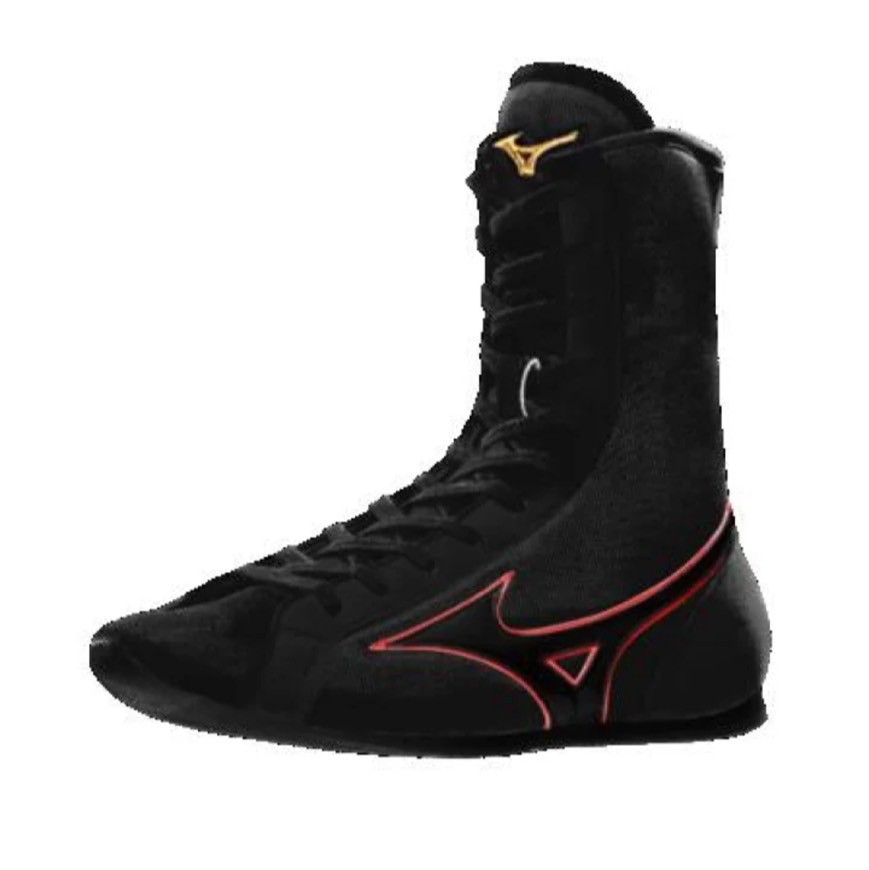 [Made to order] MIZUNO Long Boxing Shoes Black/Black/Metal Red Line Made in JPN