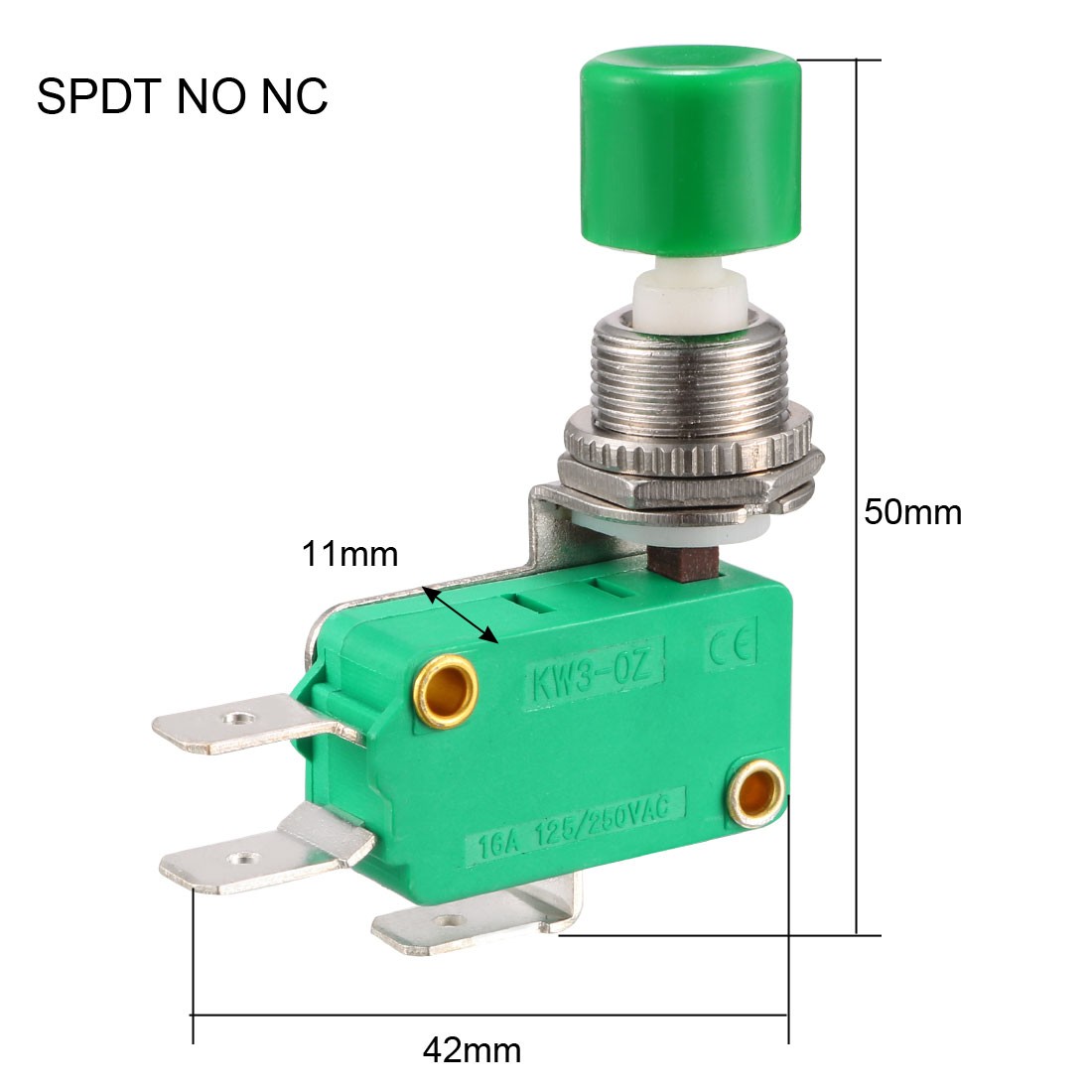 16A 125/250VAC SPDT NO NC 3-Terminals Push Button Type Micro Action Switch