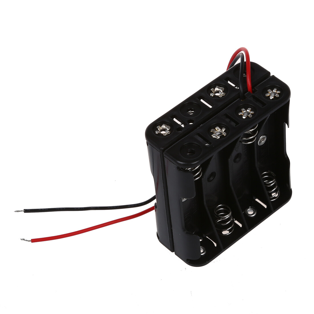 2x 8-AAA Battery Holder Case Spring Plastic Box Tow Layers Stacked Wires DC 12V