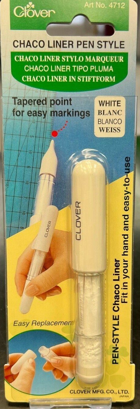 Clover Chaco Liner Pen Style w/Tapered Point for Easy Markings ~WHITE~ #4712