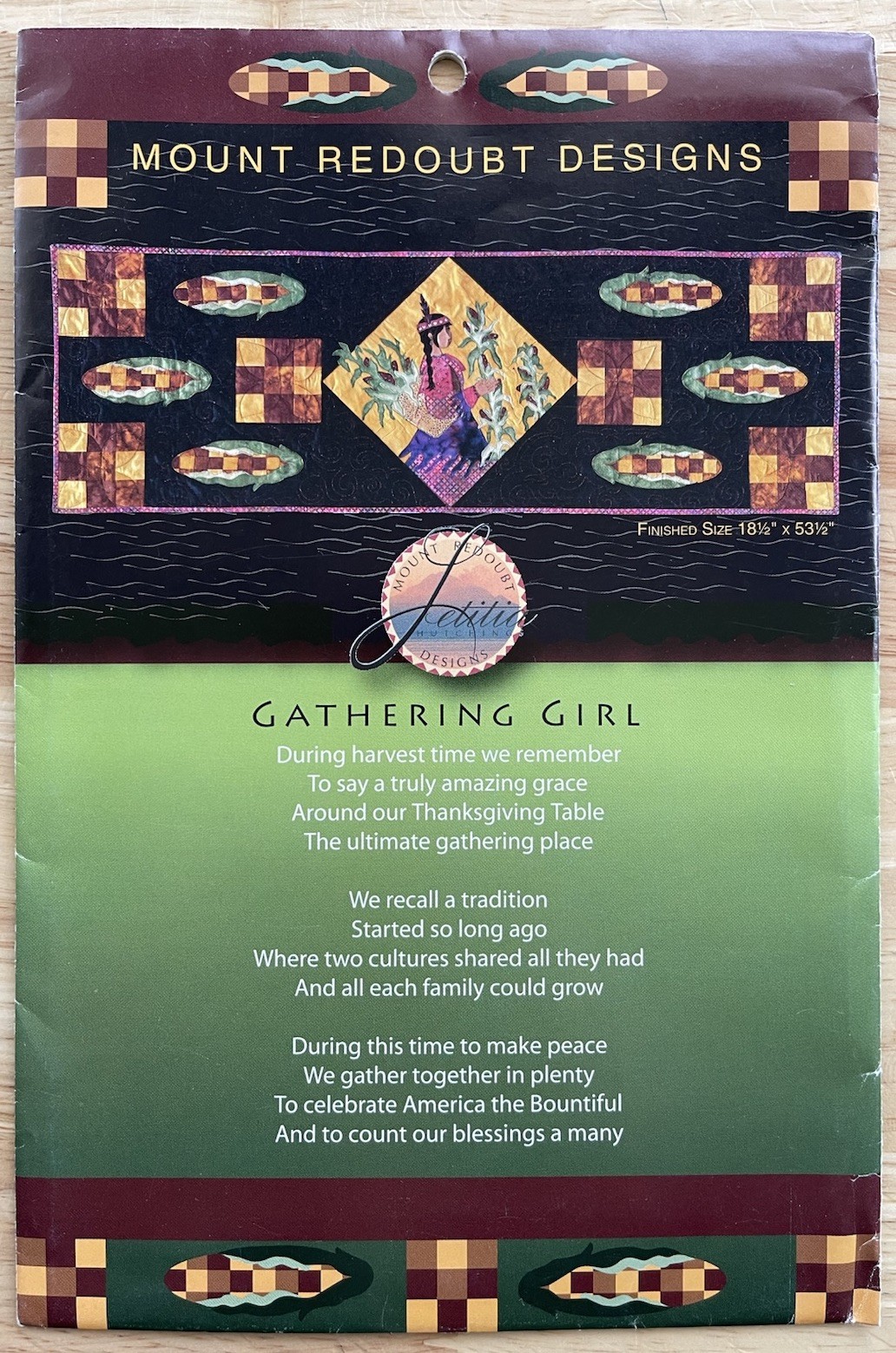 Applique Quilt pattern - Gathering Girl Mount Redoubt Designs Letitia Hutchings