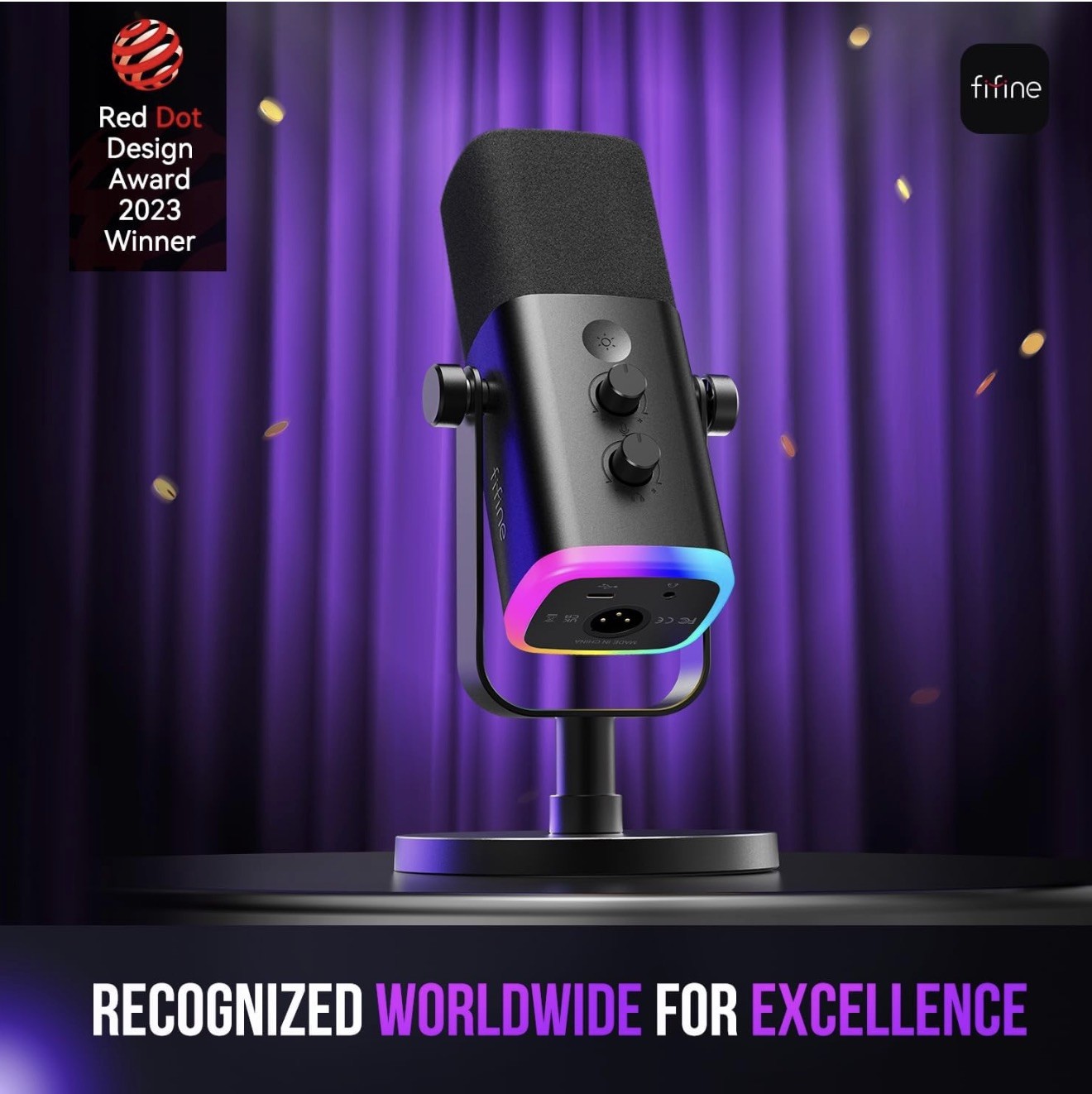 FiFine AM8 XLR USB Dynamic Microphone Ampligame Black