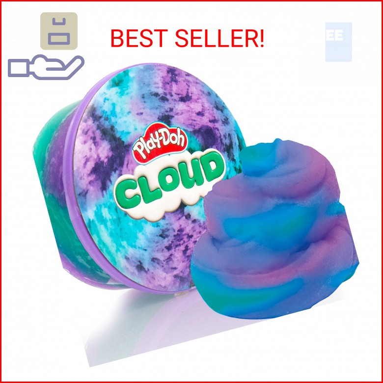 Play-Doh Scented Cloud Slime for Kids, Purple & Teal Blue Raspberry Scent, Popul
