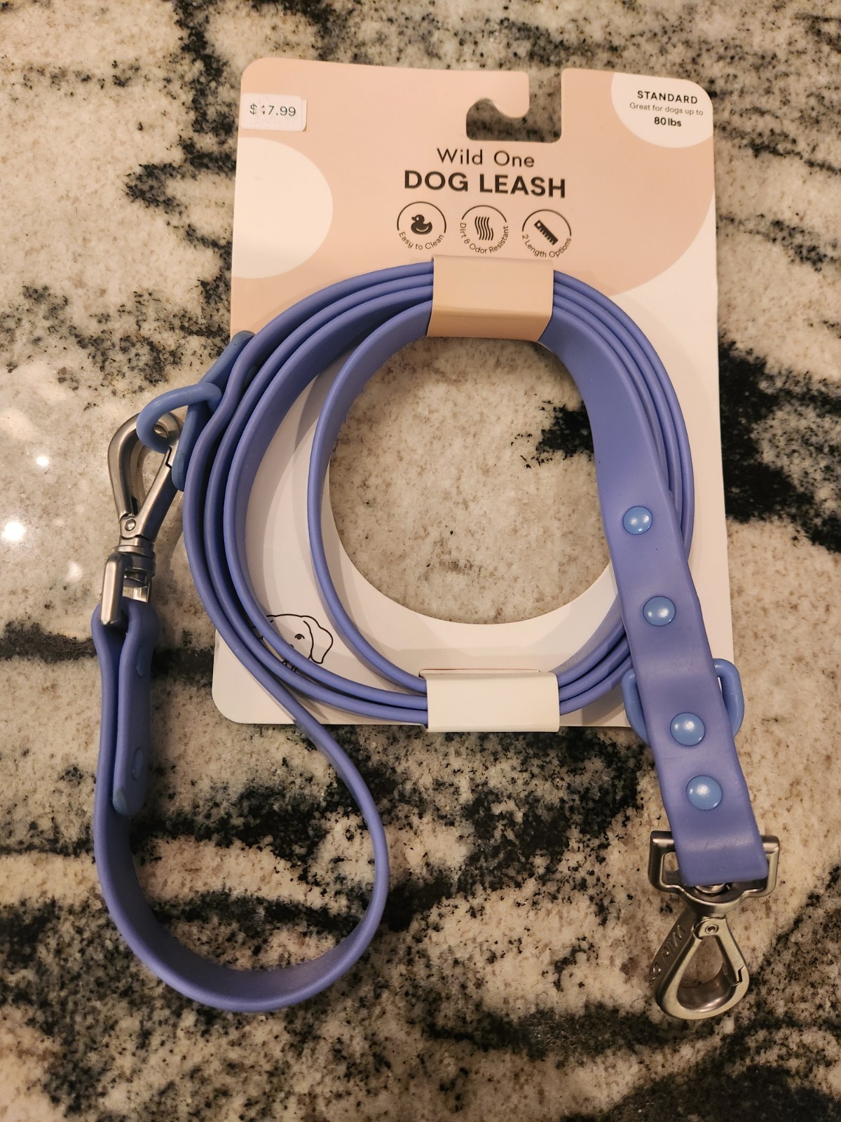 NWT Wild One Adjustable Dog Leash Moonstone, Standard, Up to 80 lbs