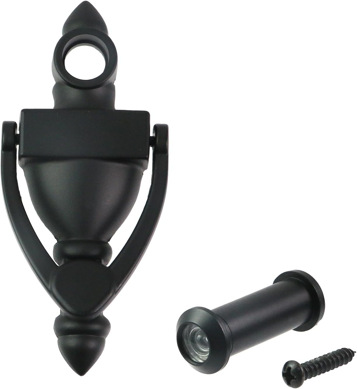 Door Knocker and Viewer, 160-Degree View Angle,4 Inch Height, Matte Black Finish
