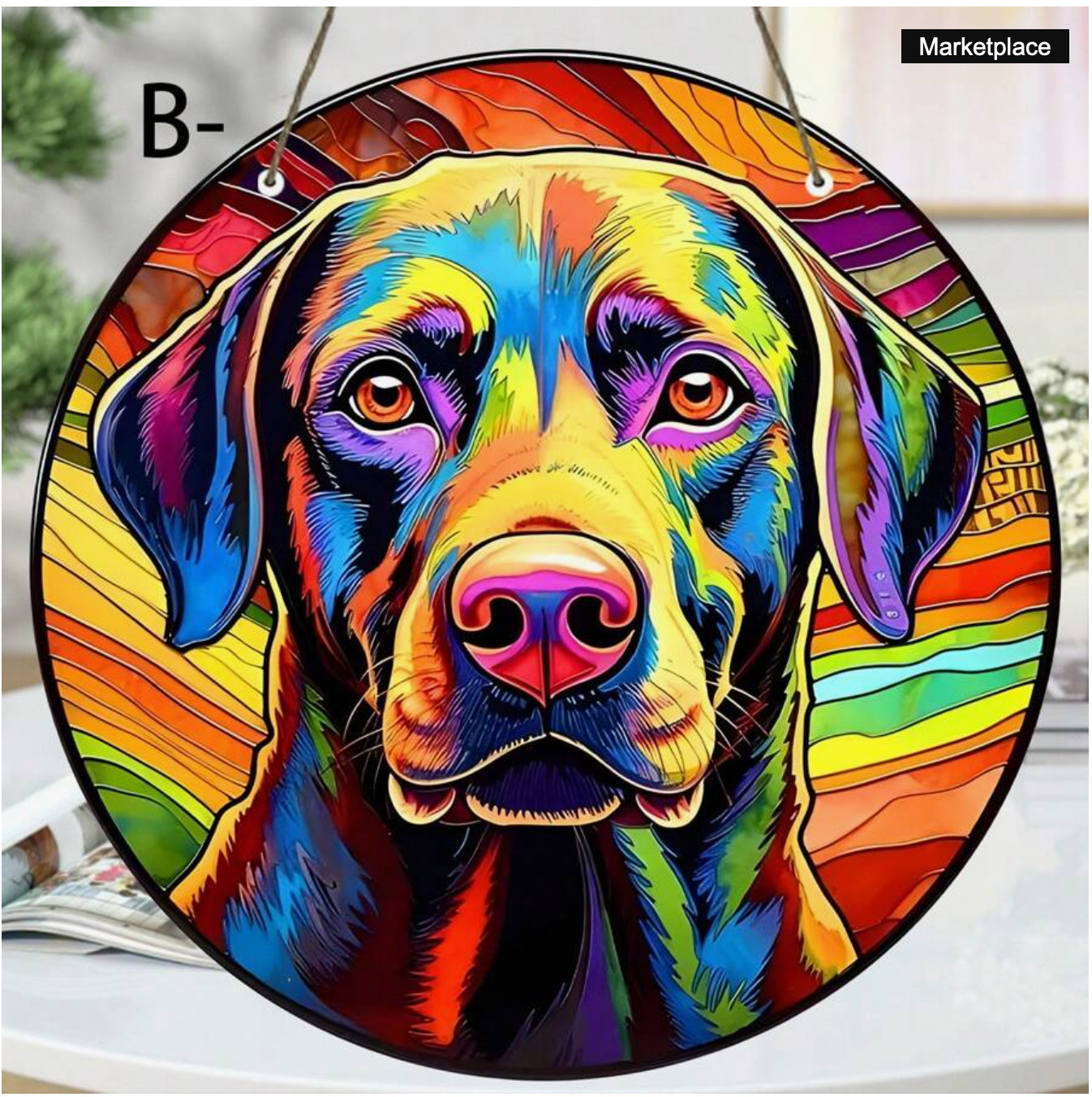 STAINED GLASS LOOK SUNCATHCER - LAB-LABRADOR RETRIEVER- 6", GREAT GIFT