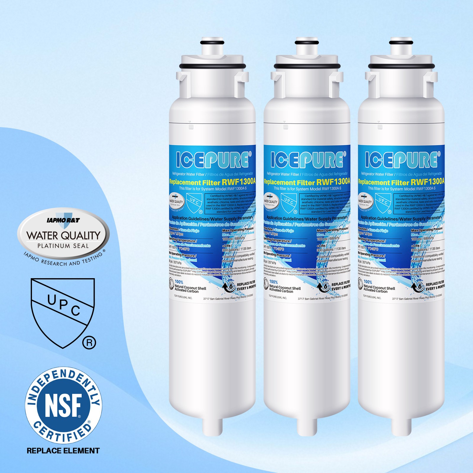 Fit For Kenmore 60199-0006802-00 9130 Hisense HX2017FR-A Water Filter 3 Pack
