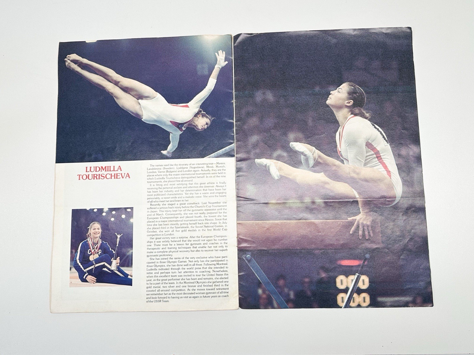1976 USSR Gymnastics Program With Olga Korbut & Nelli Kim Great Photos Vintage