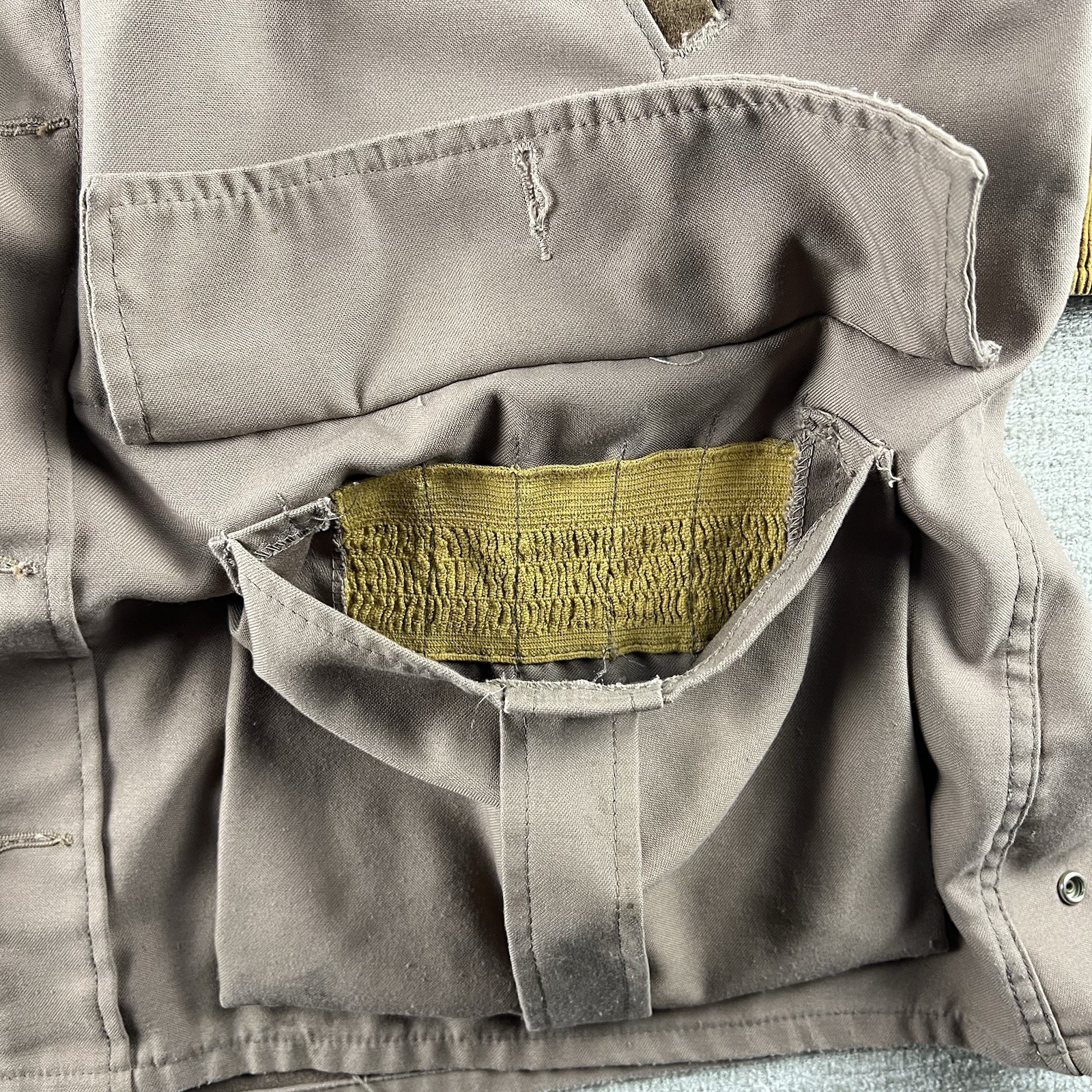 Vintage 10X Hunting Shooting Jacket Men Size L Brown Canvas Leather Pads USA 60s