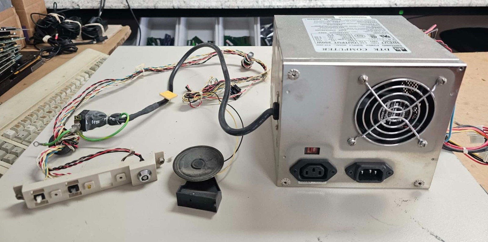 Tested Working DTK Computer FEAT-331 Full Size PC AT Power Supply & Front Panel