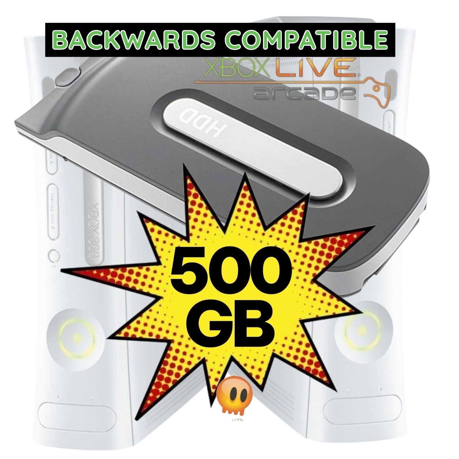 Original Xbox 360 500GB Hard Drive HDD OG Xbox Backward Compatibility - RARE