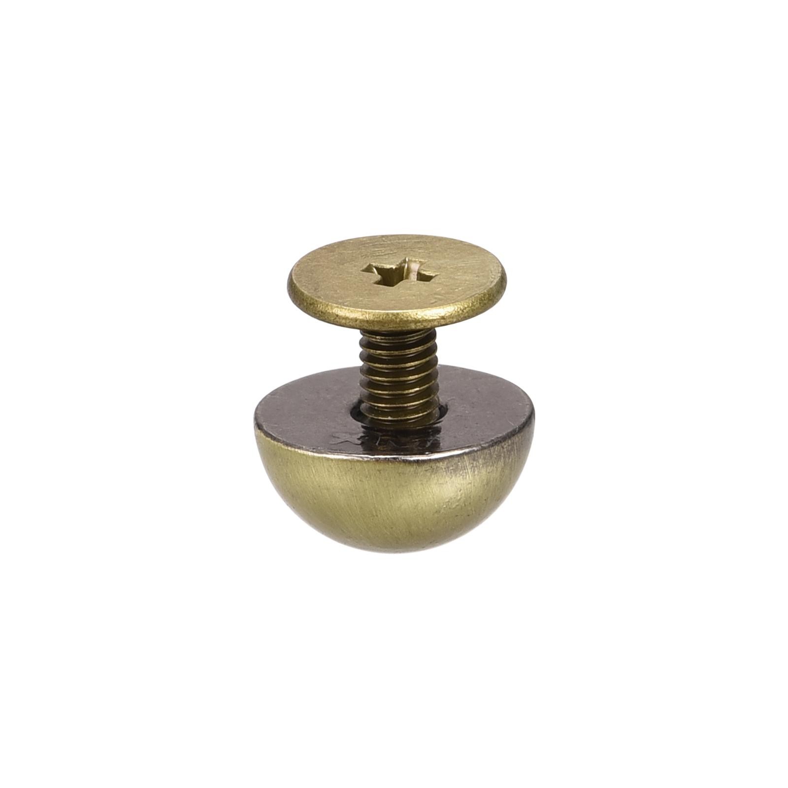10x6mm Back Screw Rivets Solid Round Head Leather Studs Tanned 20 Sets