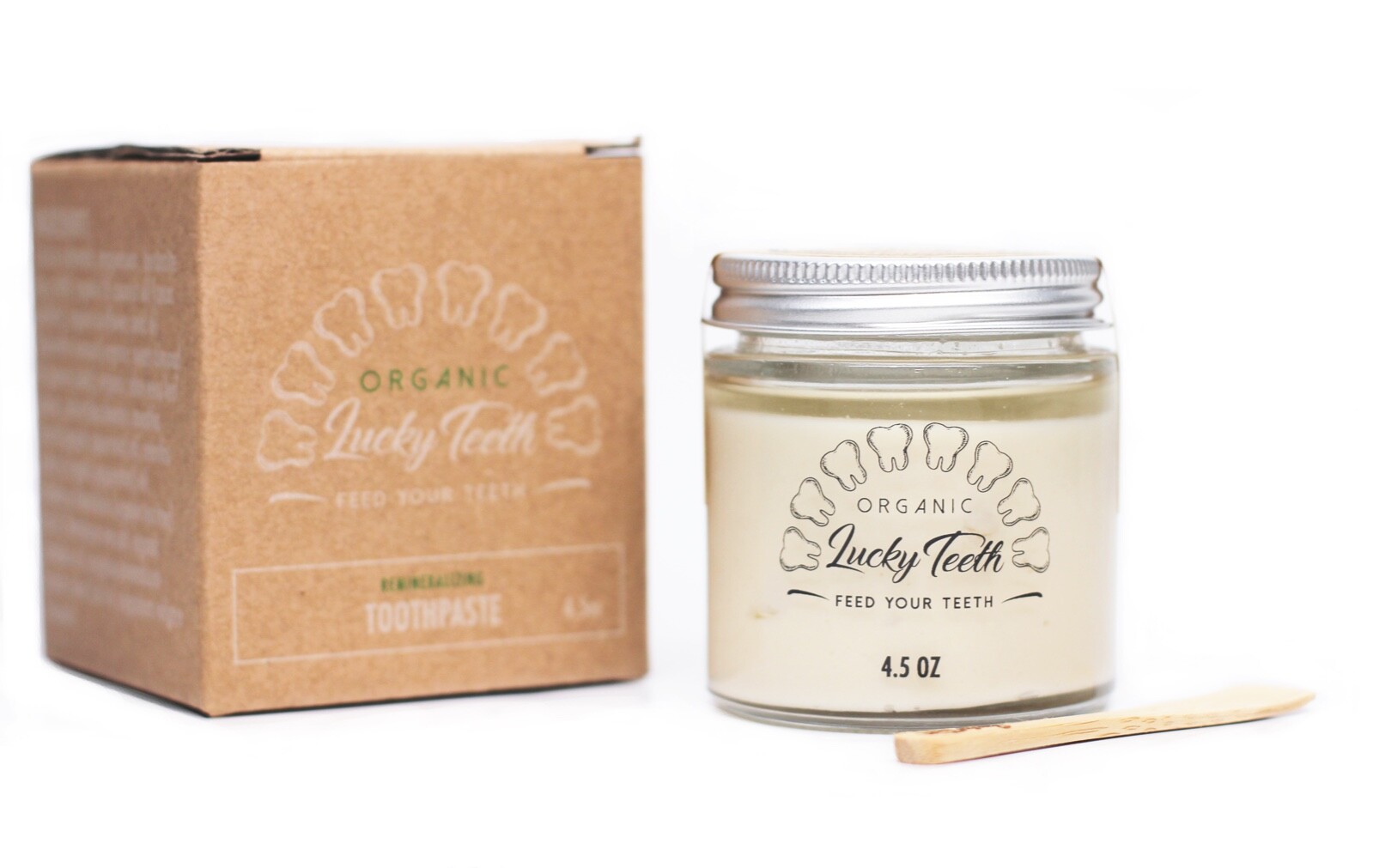 Lucky Teeth Organic  Remineralizing Toothpaste-all Natural GLASS BOTTLE 4.5 OZ