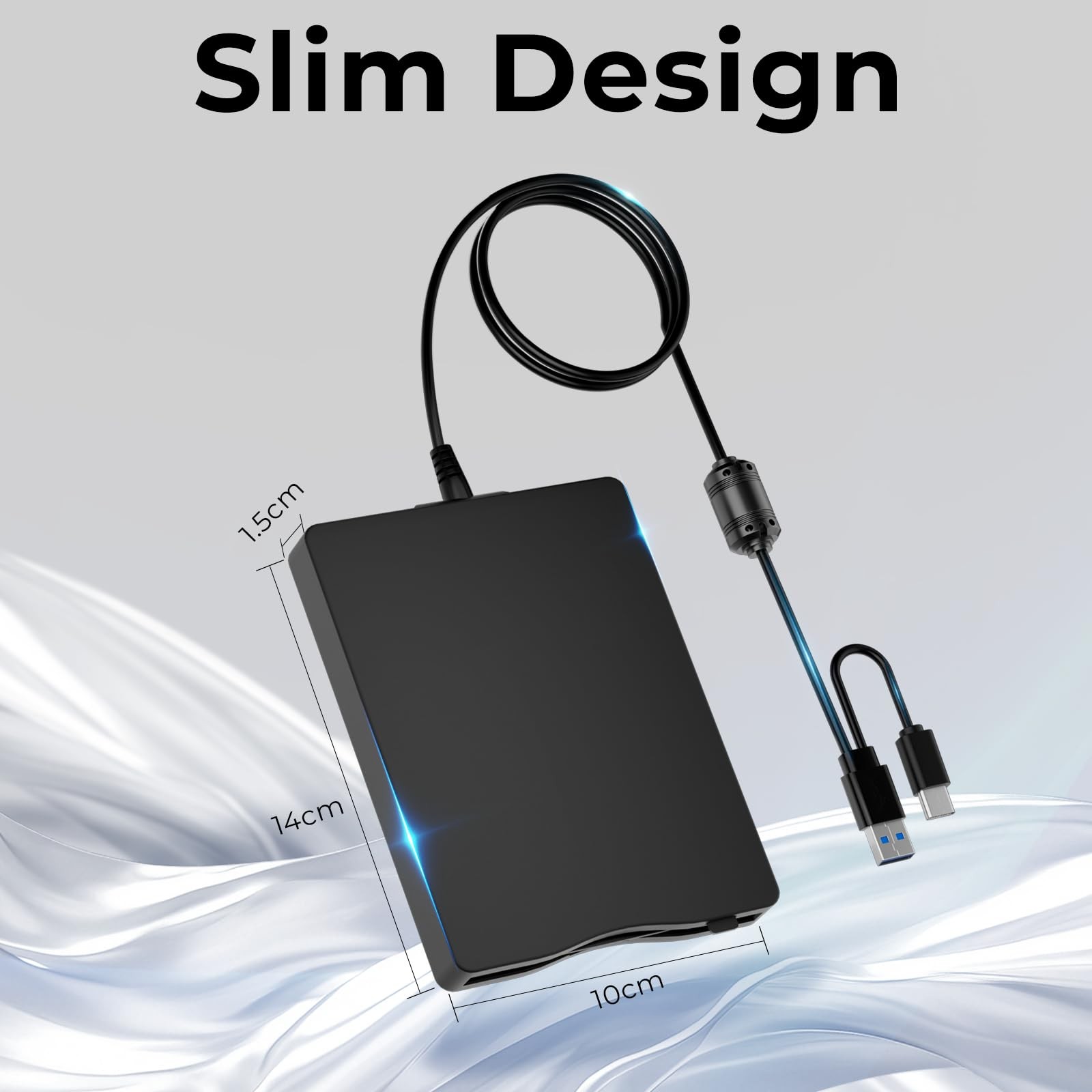 USB Floppy Drive, External 3.5" USB & Type-C Floppy Disk Reader, External Flo...