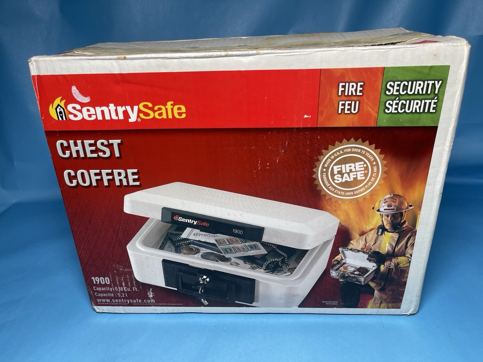SentrySafe 1900 Fire & Security Chest Safe Lock Box 0.18 Cu Ft New