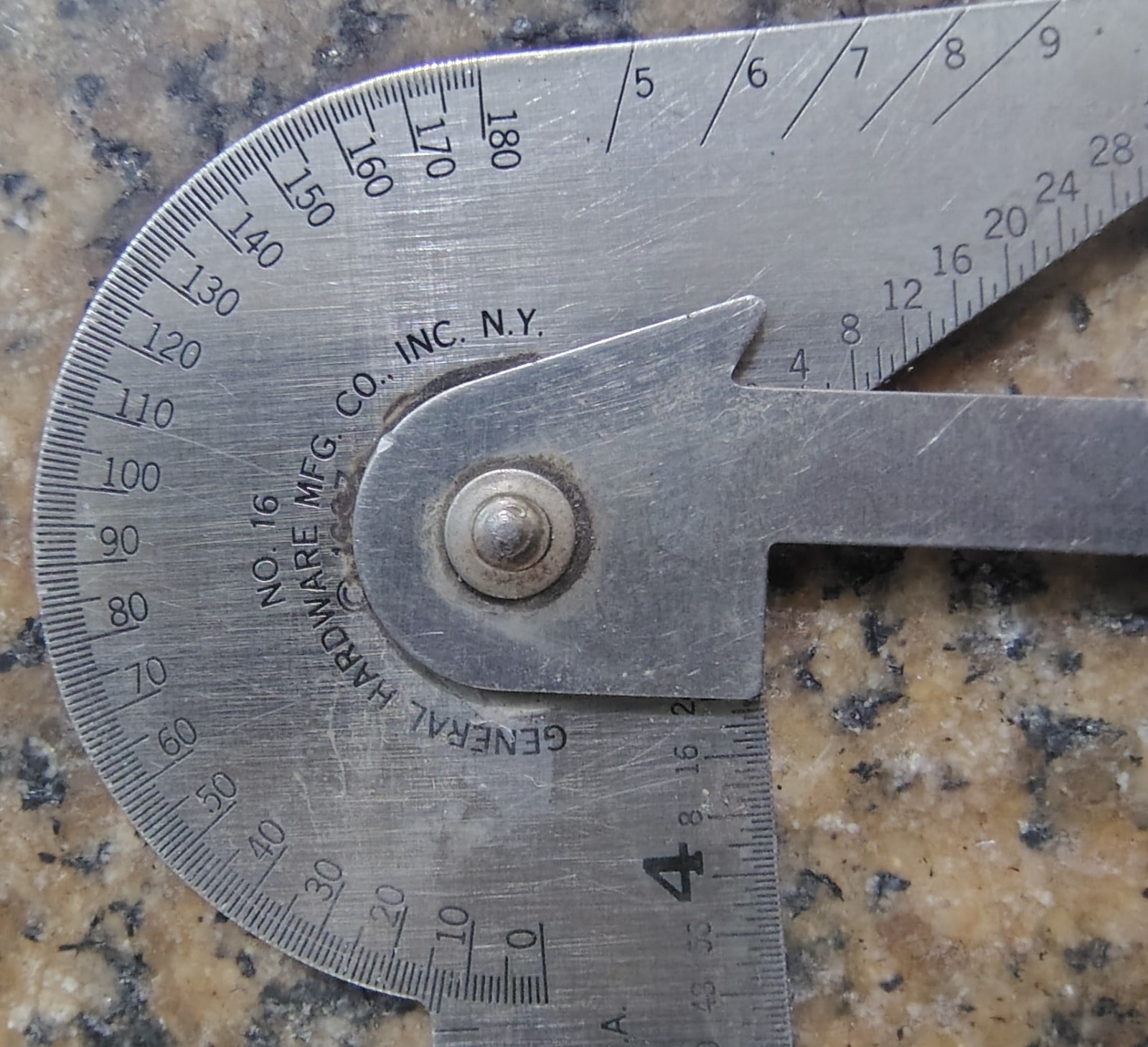 🗽GENERAL No. 16 RULE GAGE PROTRACTOR DRILL POINT CENTER EXCELLENT CONDITION