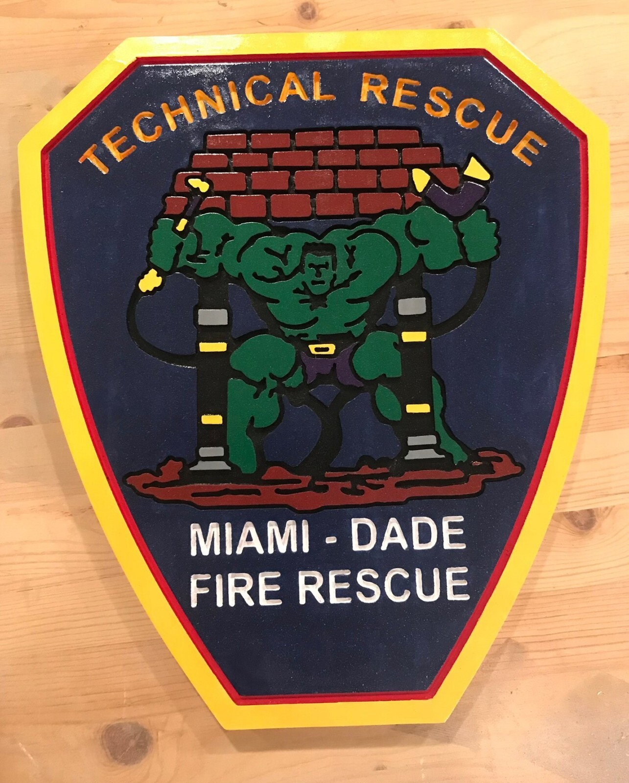 Fire Department Miami Dade Technical Rescue routed wood patch sign Custom