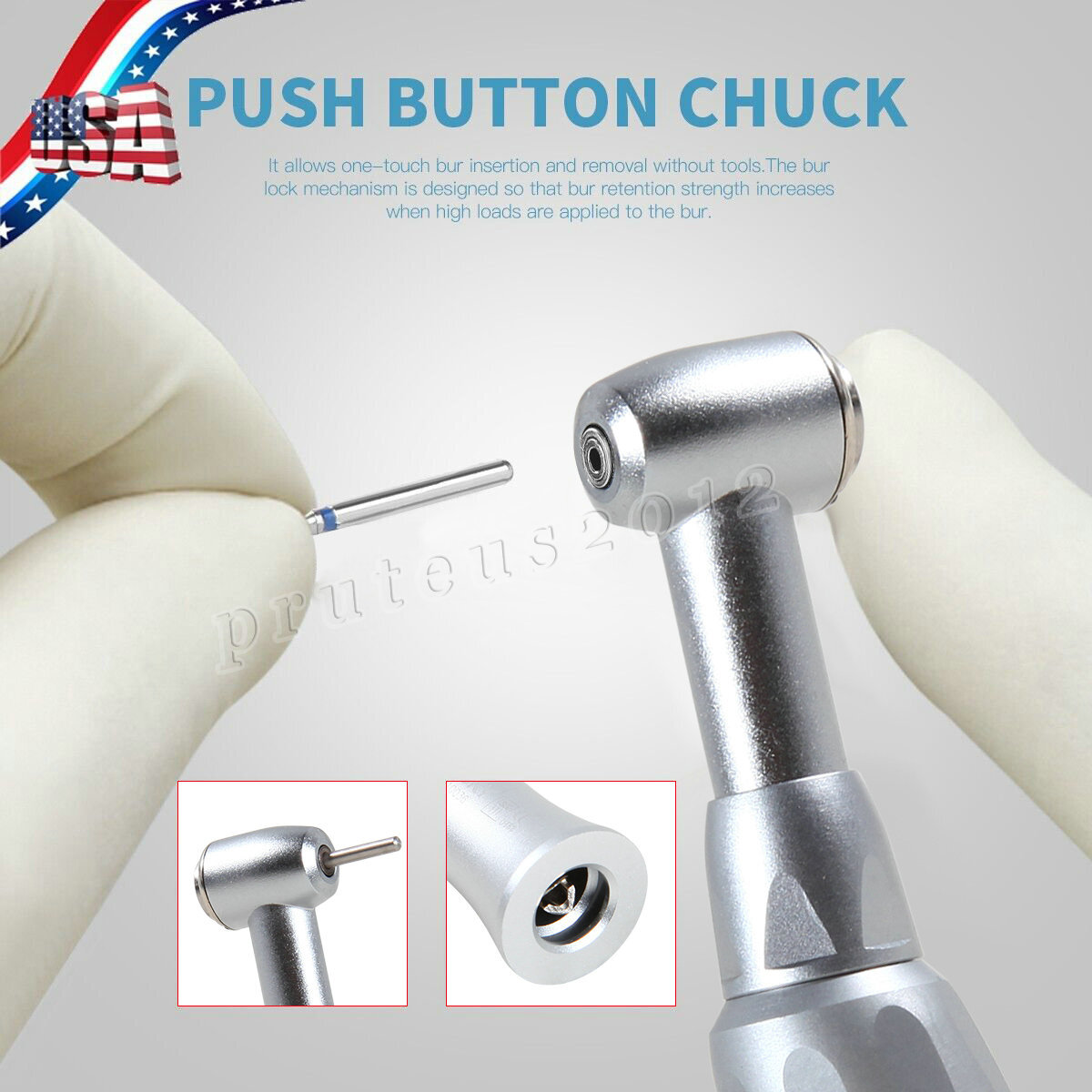 Dental Low Slow Speed Contra Angle Handpiece Fit FG 1.6mm Burs E-type