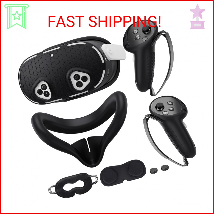 Silicone Cover Set Compatible with Meta/Oculus Quest 3s Accessories, VR Silicone