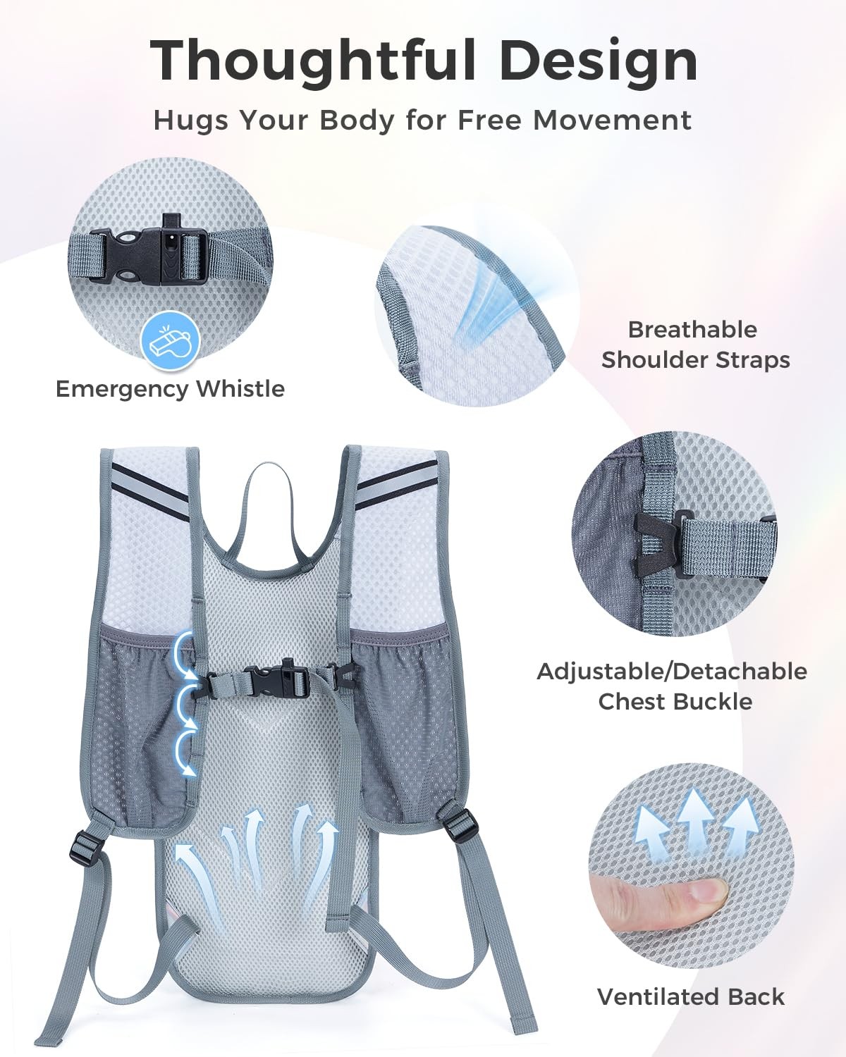 Rave Hydration Backpack, Reflective Hiking Pack with 2L Water Bladder & Phone...