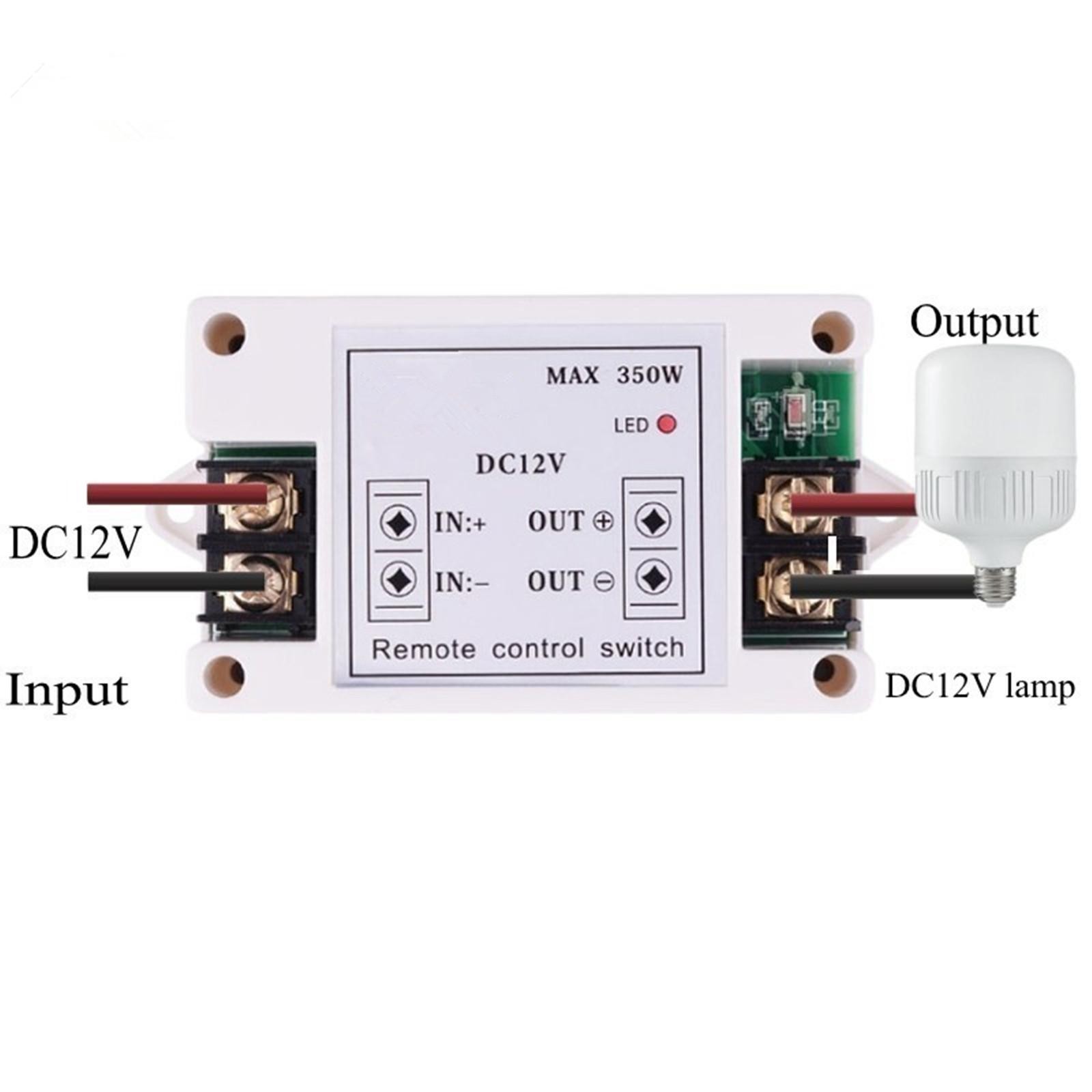 H12V DC 40A 350W RF Wireless Remote Control Receiver With 433mhz Remote Control