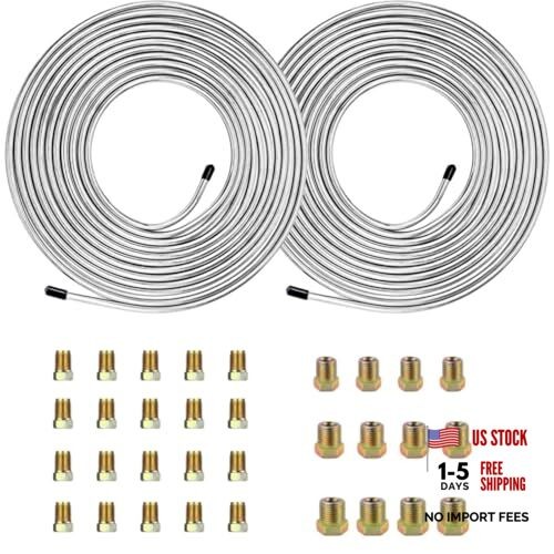 2 Sets 3/16 Brake Line 25 ft Copper Nickel Tubing, 2 Sets 3/16" 25FT-Sliver