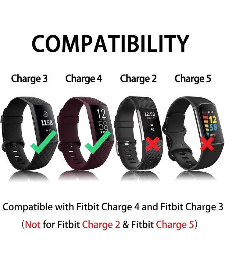 Meliya Fitbit Charge 3/4 Charger Cable - 3.1ft USB Dock Replacement