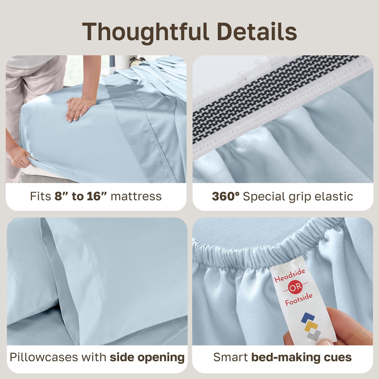 King Sheet Set 800 Thread Count 100% Cotton Deep Pocket Blue Grey Tone Design