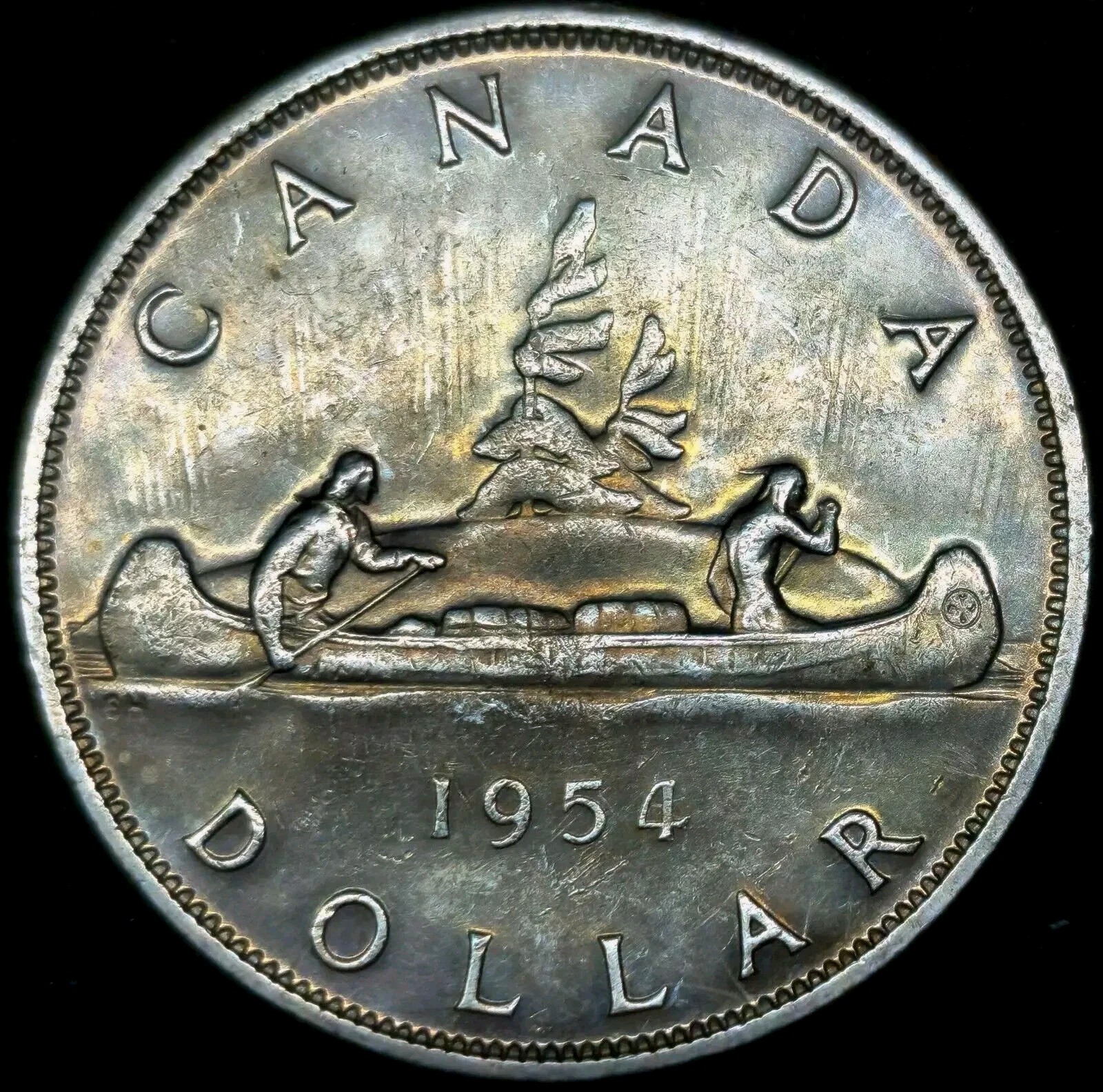 1 Dollar 1954 Elizabeth II Queen By The Grace Of God Canada Only 246K Silver !!!