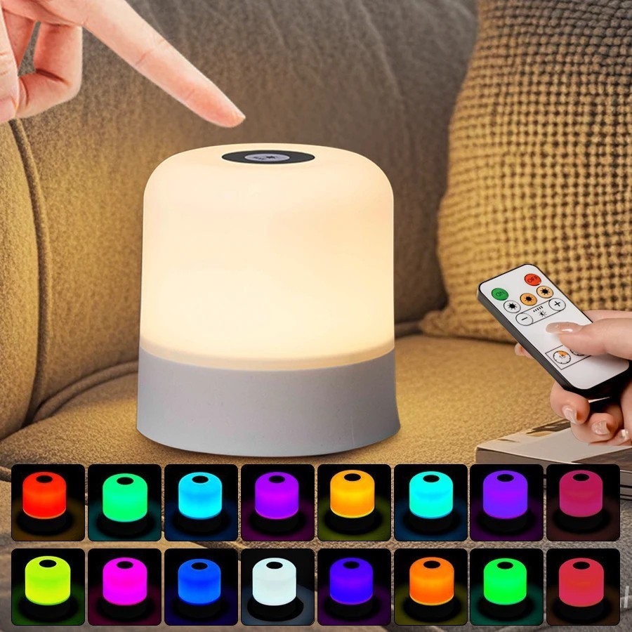 Smart LED Night Light Rechargeable Remote Control Lamp Dimmable RGB Color Change