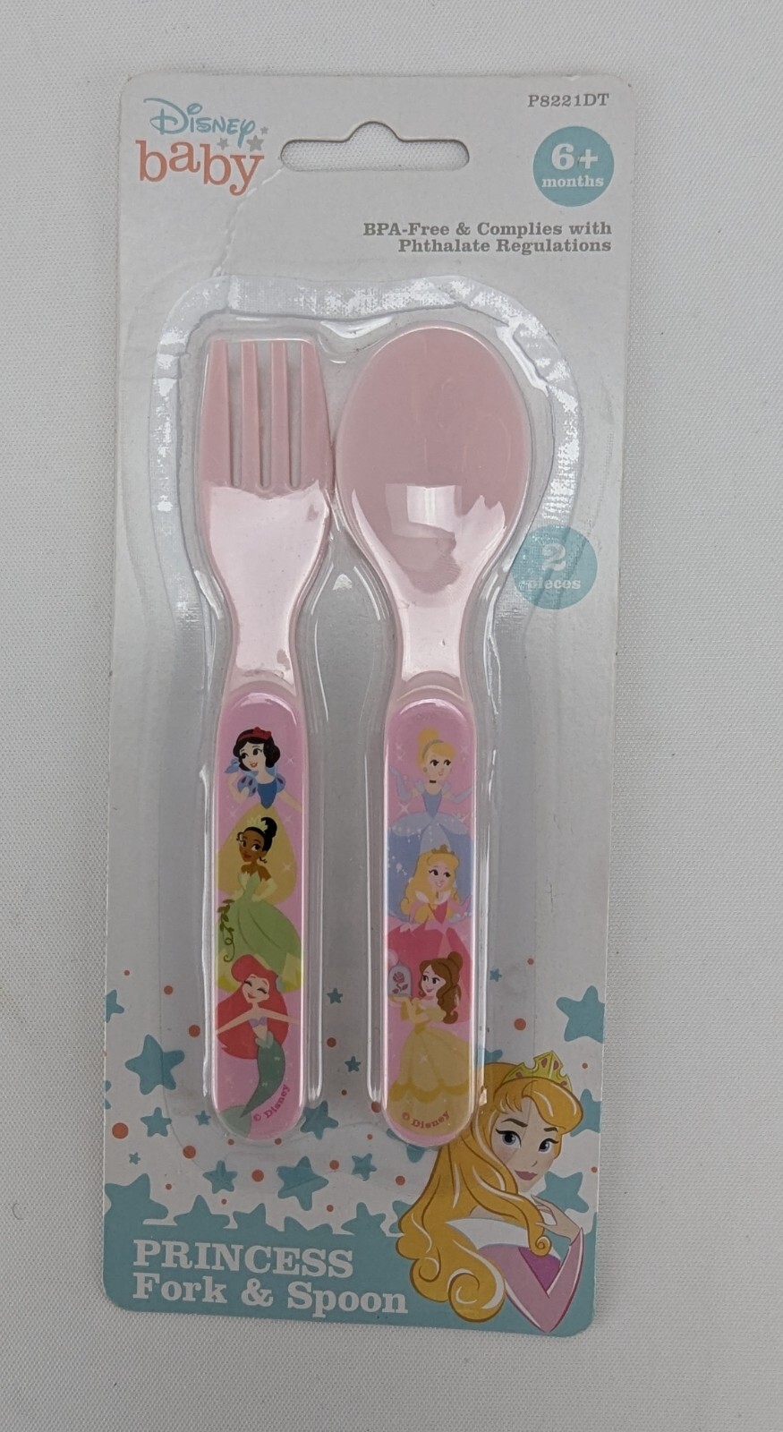 Disney Baby Princess Fork & Spoon Set Pink BPA Free Regent Baby 6+ Months New