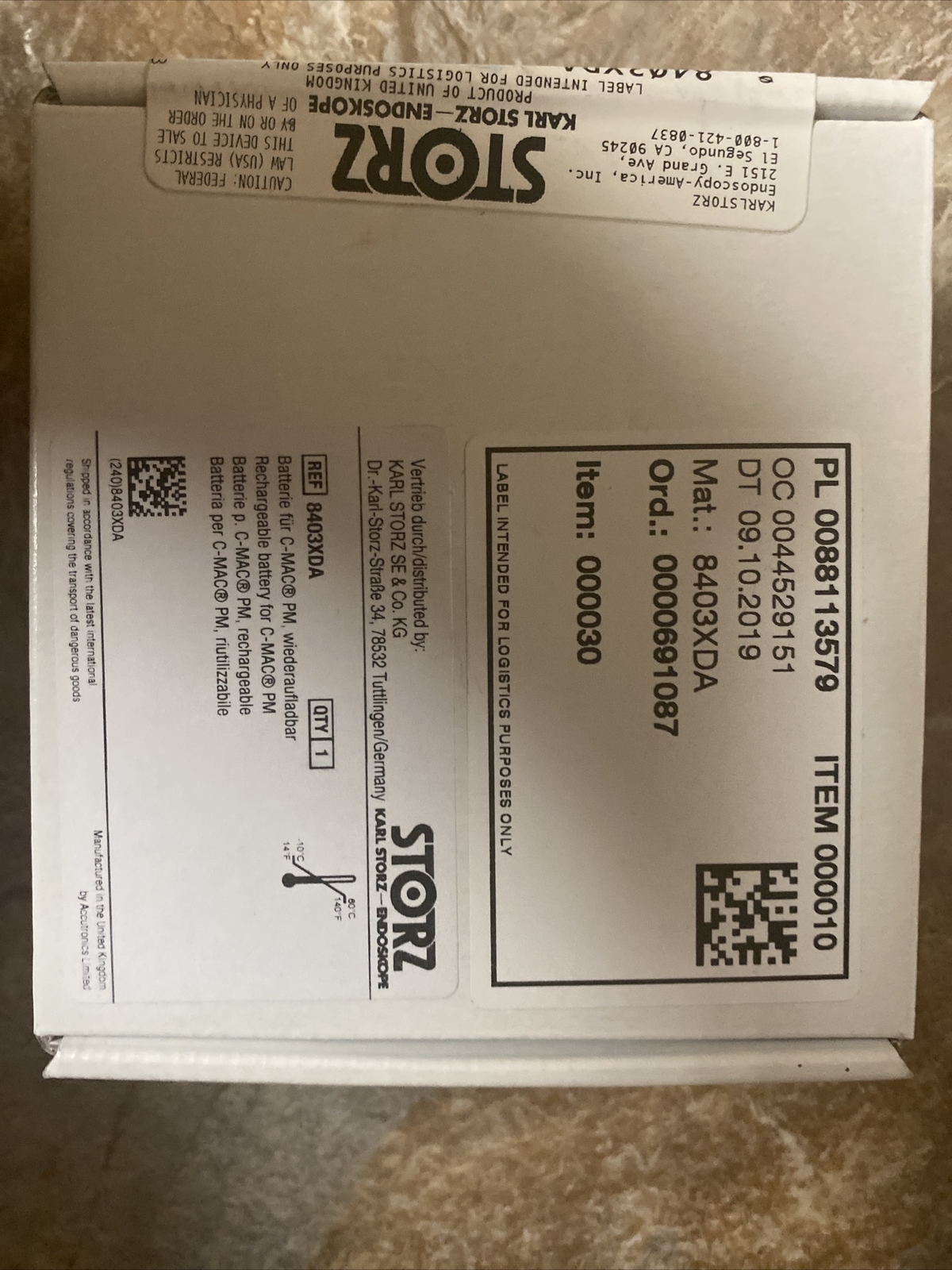 Karl Storz 8403XDA Rechargeable Li-Ion Battery for C-MAC PM 8403XD