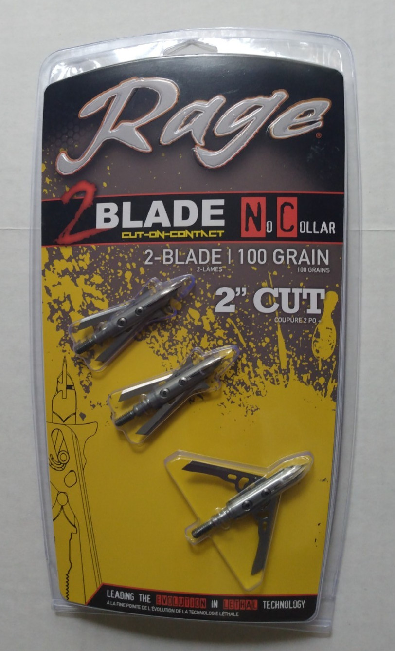 Archery Expandable Broadheads 3 Pack RAGE® 2 Blade N/C 100Gr 2" Cut-On-Contact