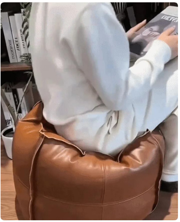 Stuffable Cushion Bag Unstuffed Pouf Ottomans PU Leather 16" Cushion Storage Bag