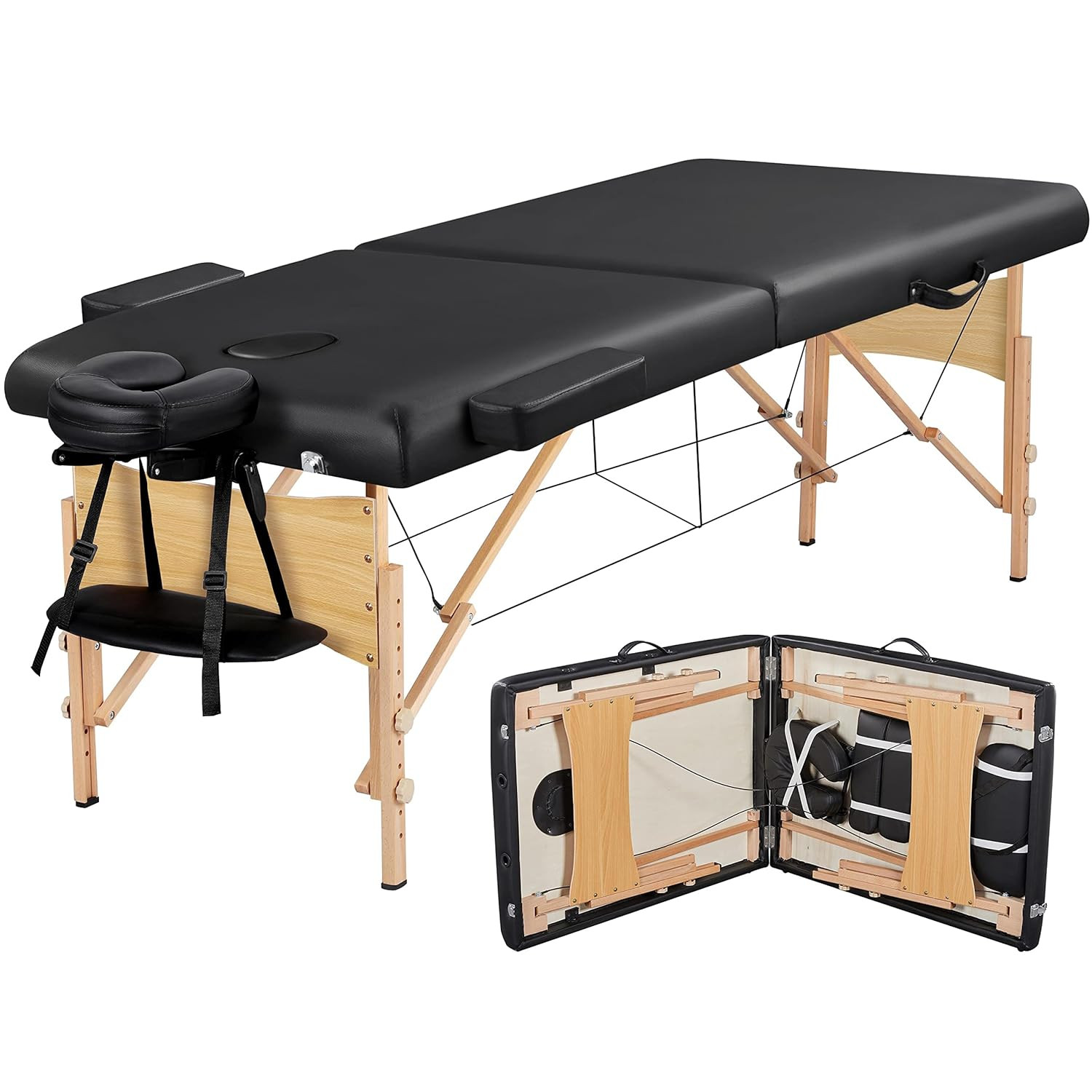 Portable Adjustable Massage Table with Carry Bag - 28 Inch Black