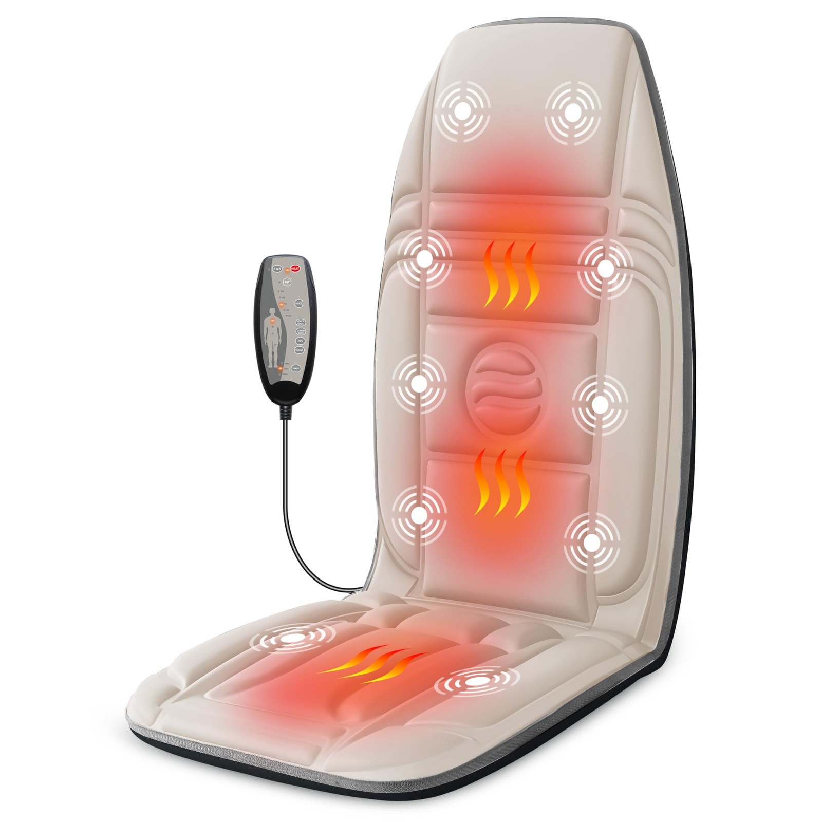 Heycool Vibration Back Massager with Heat, Massage Chair Pad with 10 Vibratio...