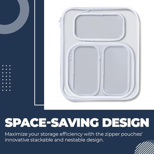 Clear Hard Shell Zipper Pouches - Assorted Small, Medium, Large Sizes - 5
