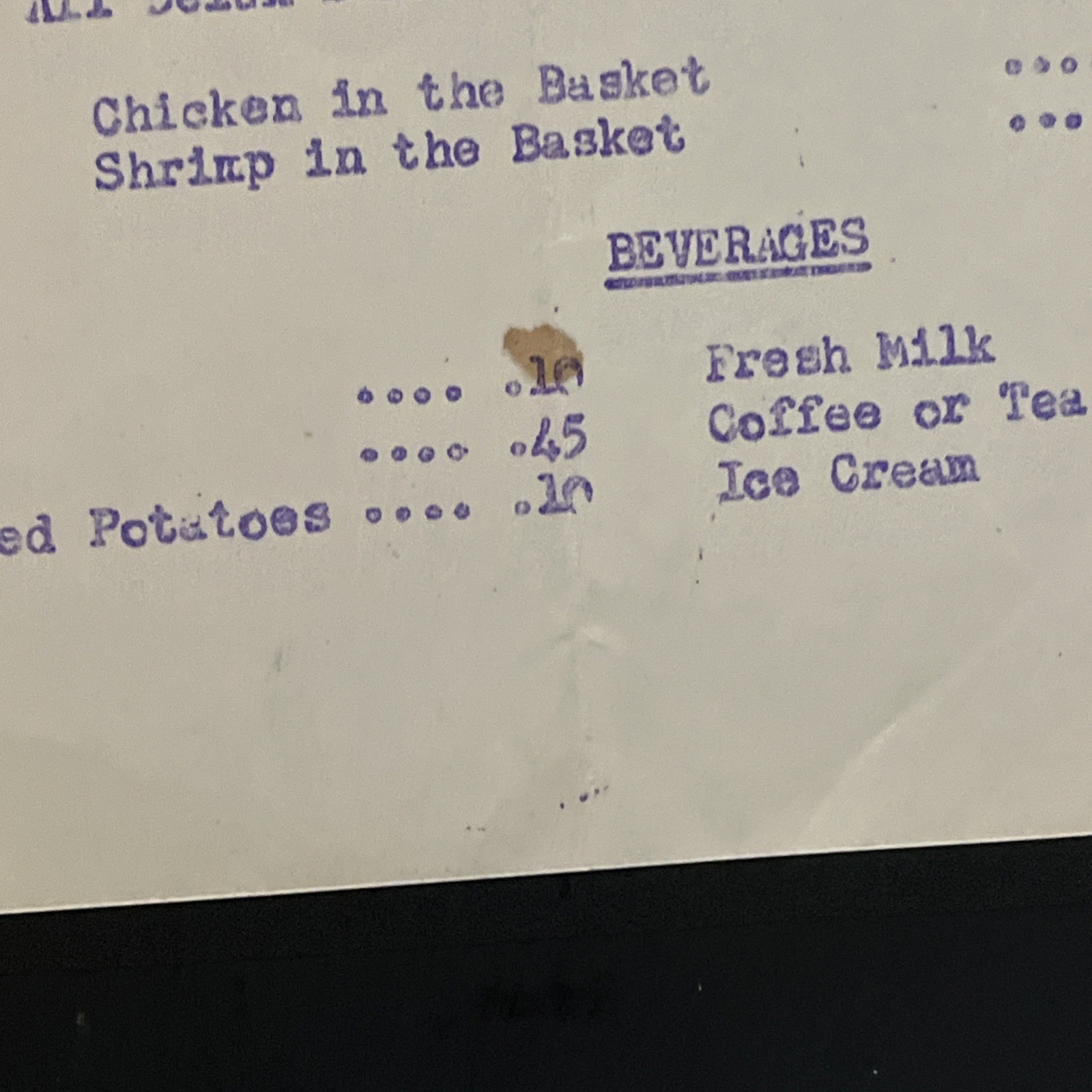 Kanto Base Japan Command NCO Open Mess Menu 1964