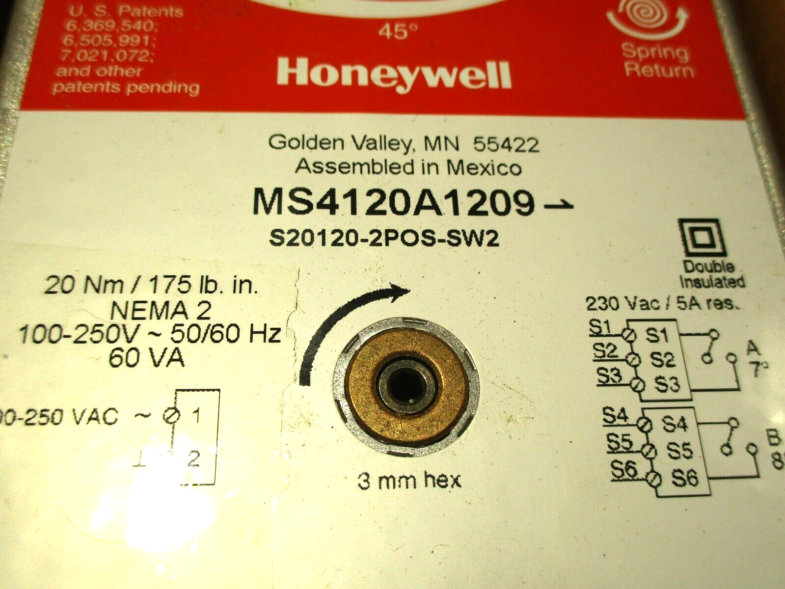 NEW HONEYWELL MS412DA1209 DIRECT COUPLED DAMPER ACTUATOR