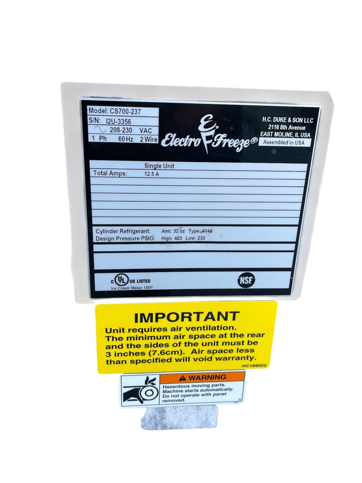 ELECTRO FREEZE CS700 Gravity-Fed Shake Freezer Countertop