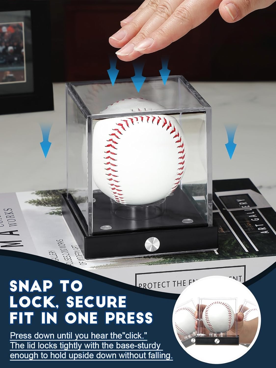 Baseball Display Case Clear Acrylic Cube with LED
