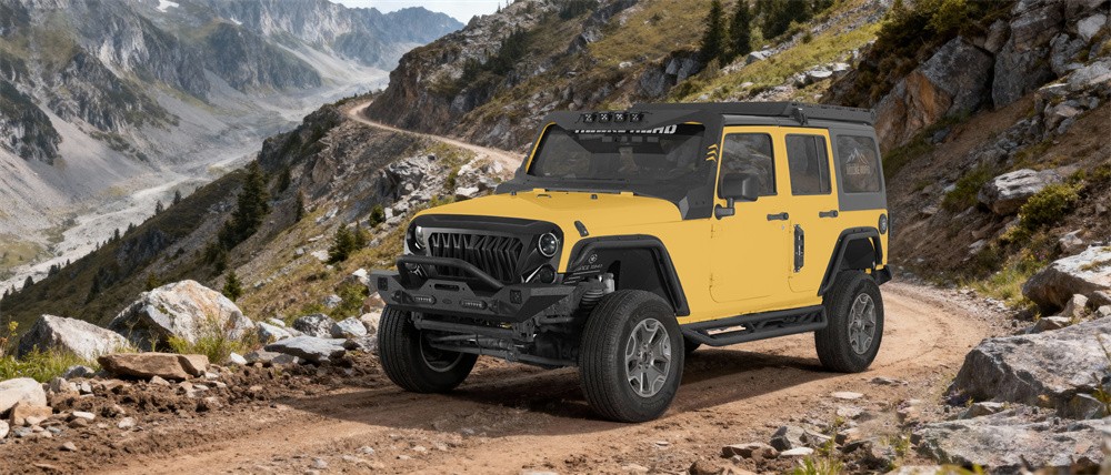 Hooke Road Front & Rear Compact Tube Fender Flares Fit 07-18 Jeep Wrangler JK