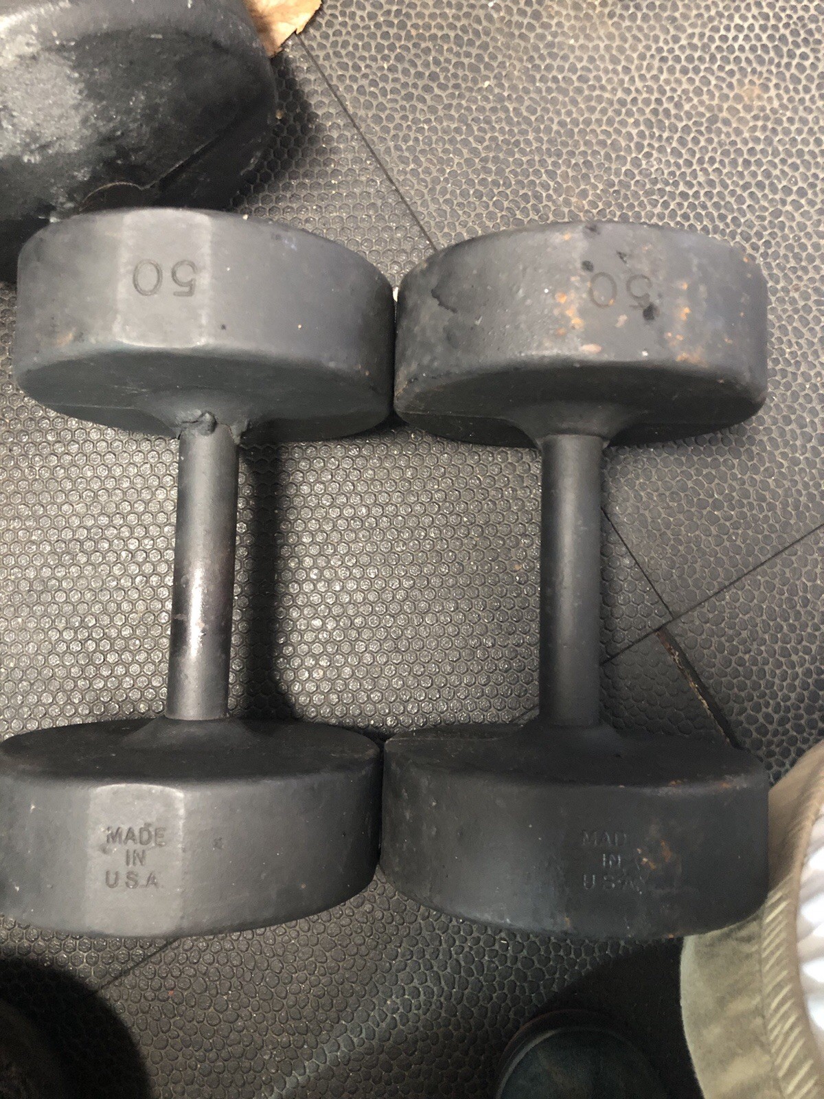 Vintage Hofman 50 lb. dumbbells