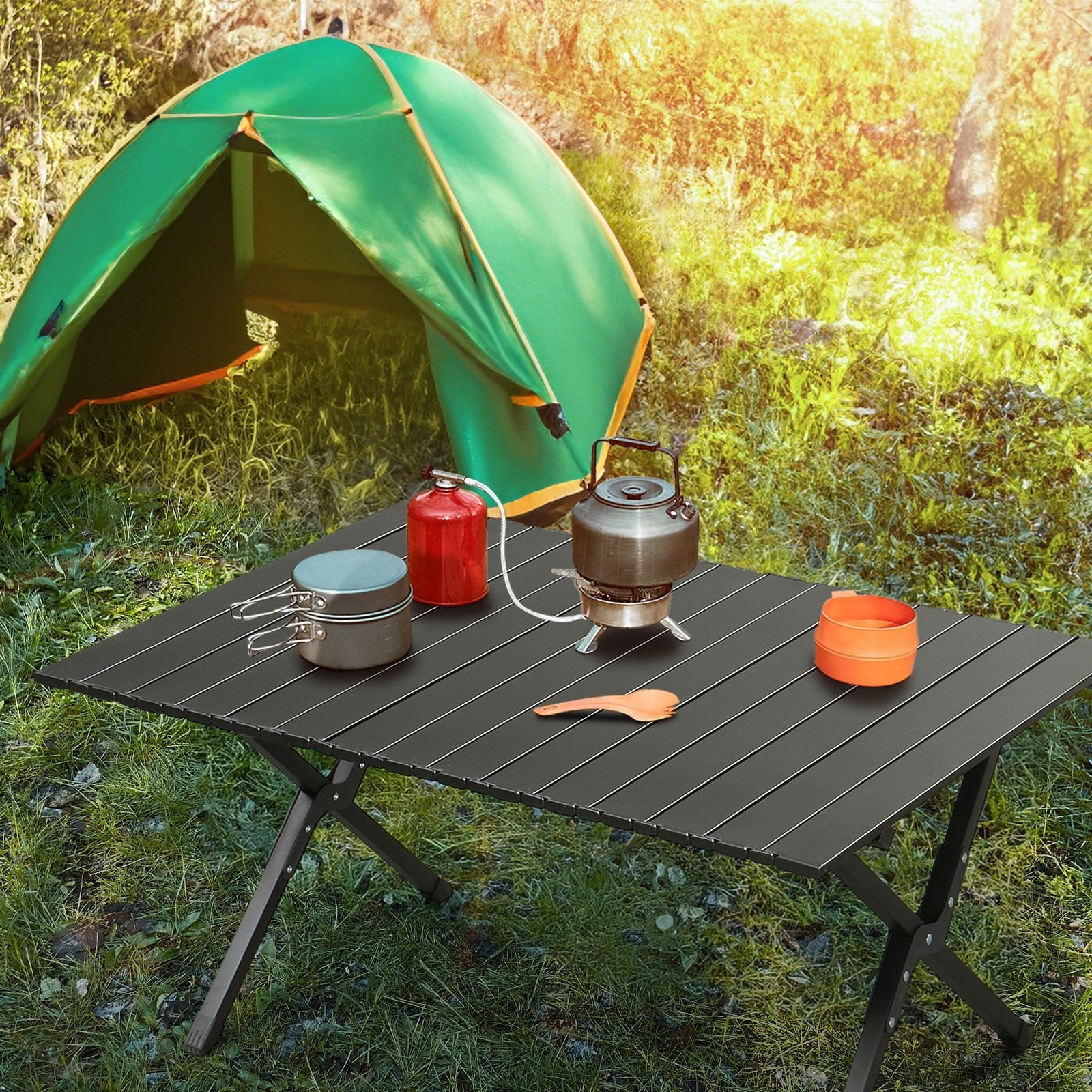 Folding Camping Table Portable Picnic Table, Lightweight Roll up Side Table