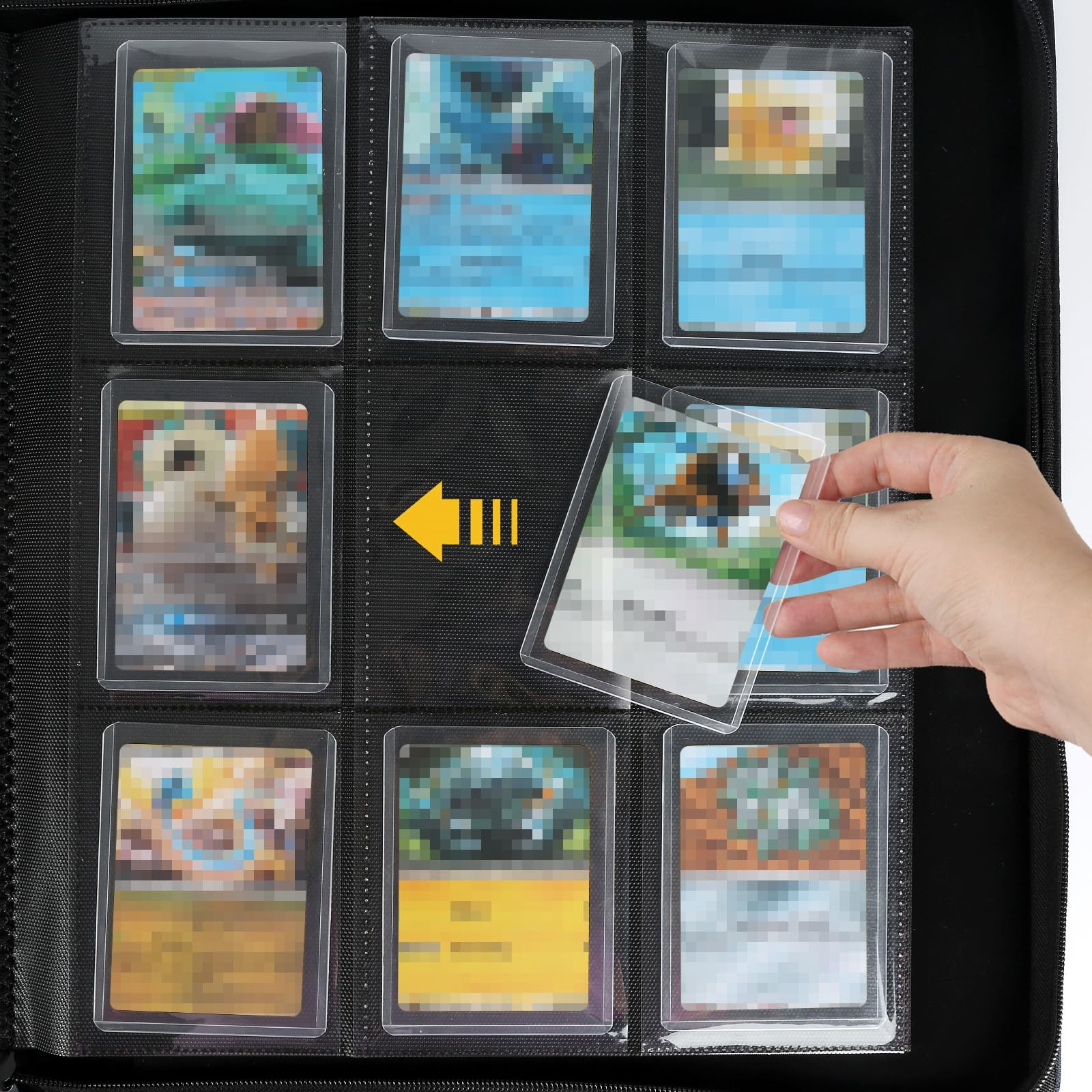Toploader Binder, Holds 324 Toploaders, 9 Pocket Top Loader Binders with Slee...