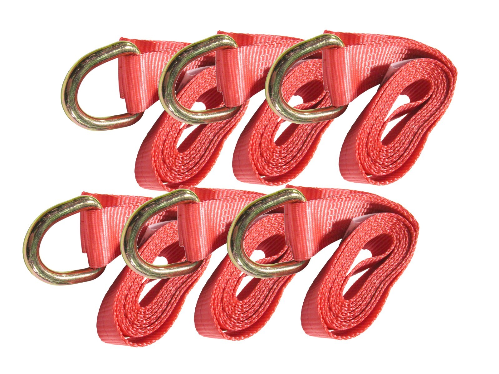 6 Pack 2"x10' Lasso Straps with O-Ring Cinch Basket Wheel Lift 3,335 lbs WLL