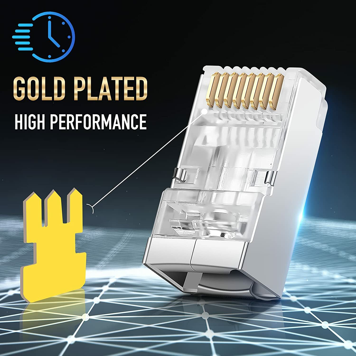 30pcs CAT5 CAT6 Shielded RJ45 Pass Through Modular Plug Cable Connector End